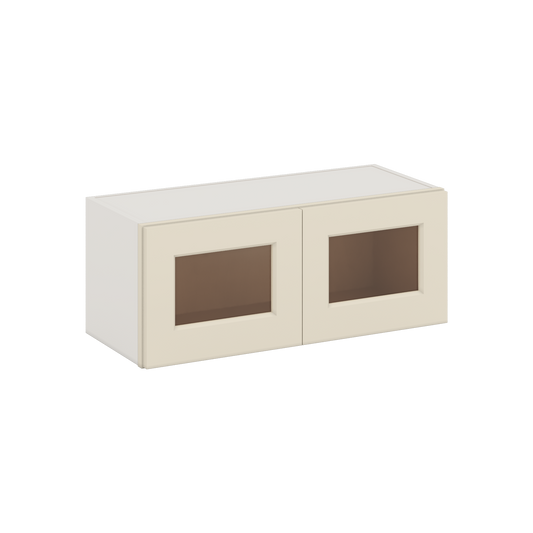 W3012 Glass Kitchen Cabinet Manhattan Cream RTA