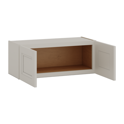 30" Wide Bridge 27LGDS Laguna Gray Double Shaker Wall Cabinet - Double Door 12", 15", 18", 21" & 24" Tall