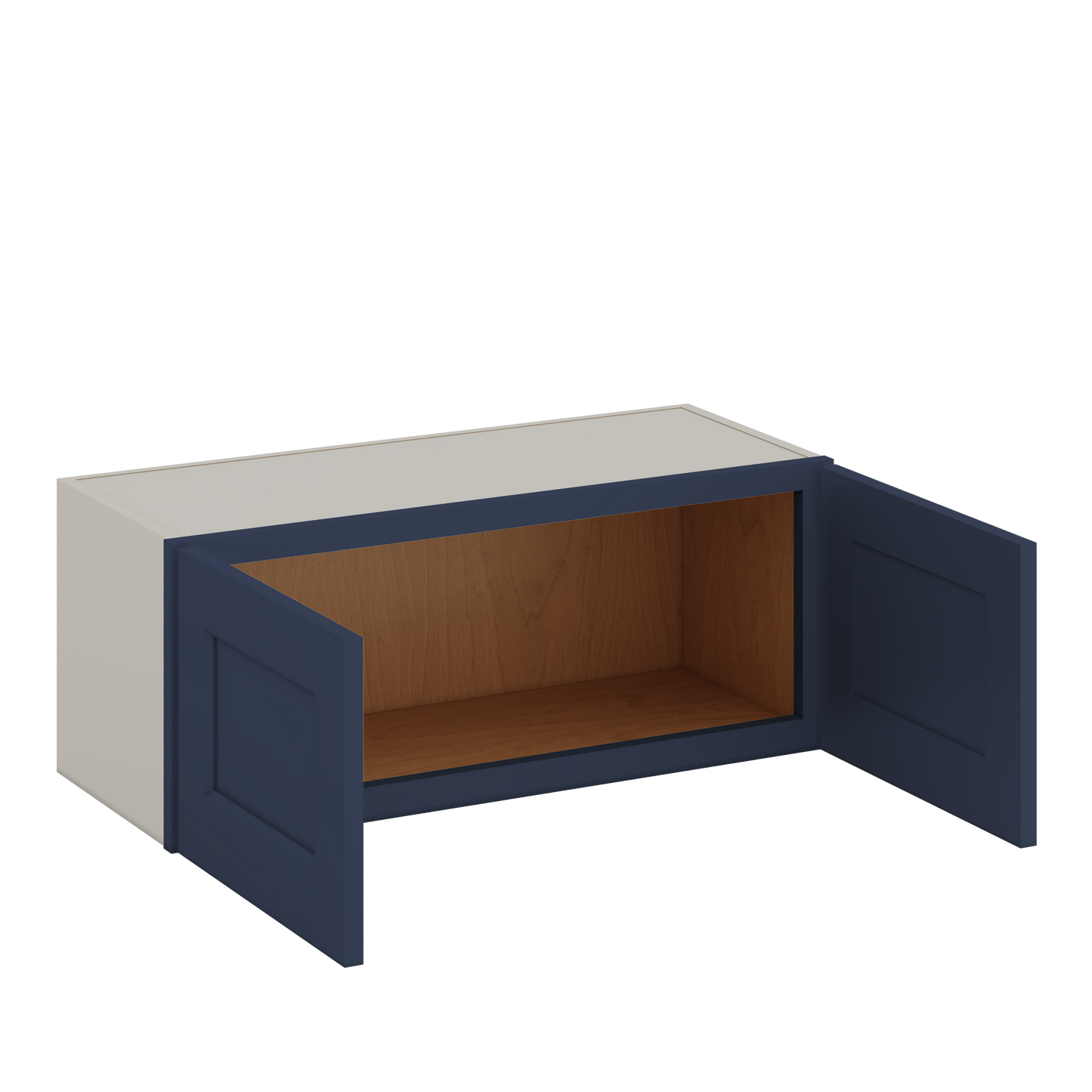 30" Wide Bridge NB29- Naval Blue Shaker 1-1/4" Overlay Wall Cabinet - Double Door 12", 15", 18", 21" & 24" Tall