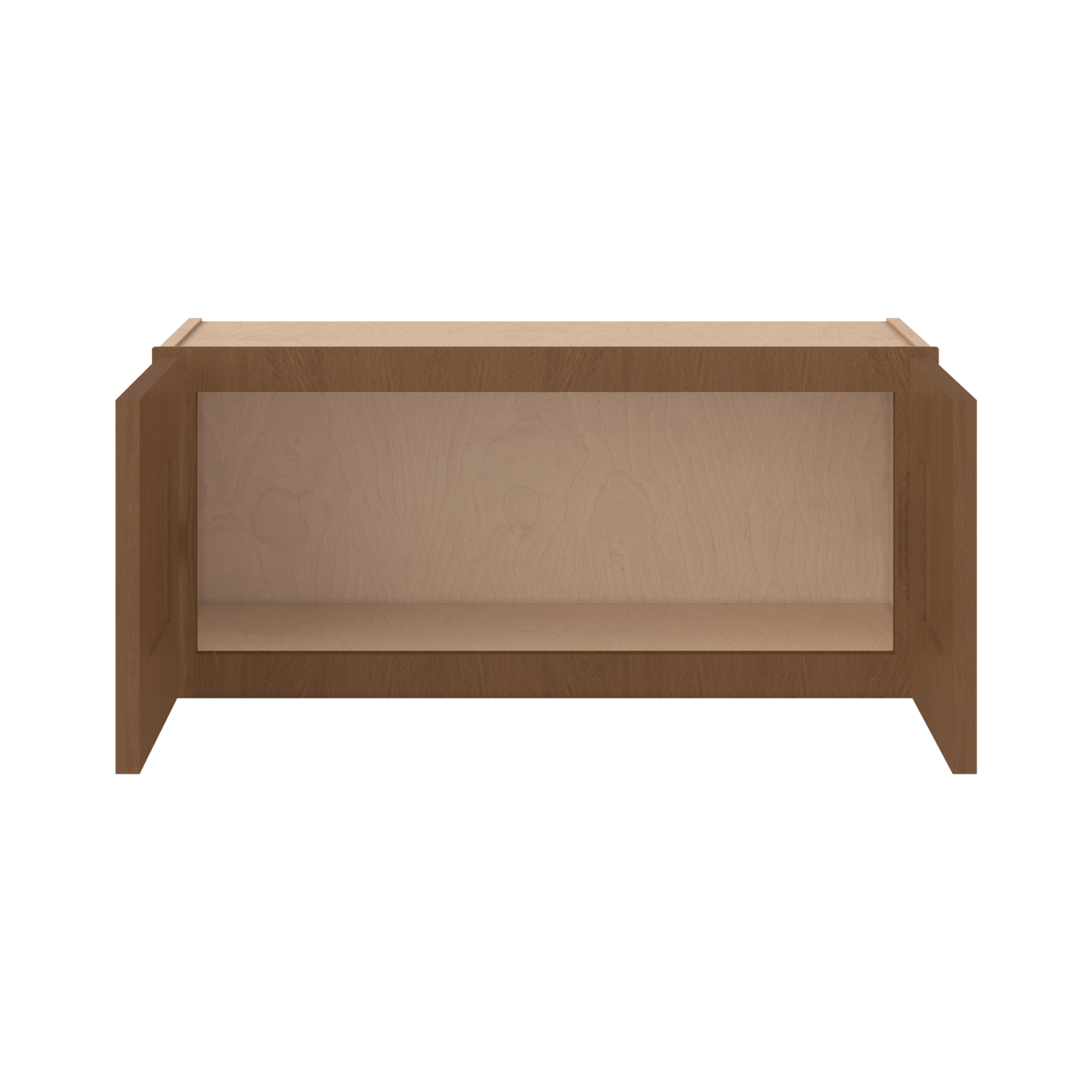 30" Wide Double Door 12", 15", 18", 21"& 24" Tall Bridge Elegant Craftsman Mocha Shaker Wall Cabinet