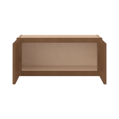 30" Wide Double Door 12", 15", 18", 21"& 24" Tall Bridge Elegant Craftsman Mocha Shaker Wall Cabinet