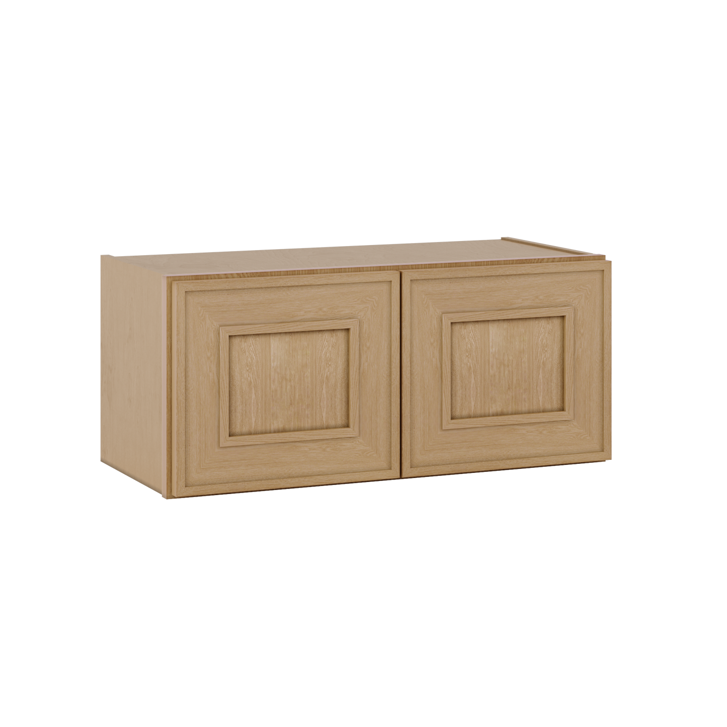 30" Wide Double Door 12", 15", 18", 21"& 24" Tall Bridge Elegant Oak Shaker Wall Cabinet