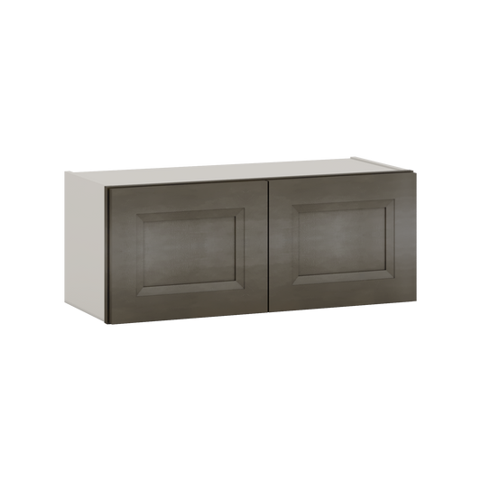 30" Wide Bridge Huntington Cinder Double Shaker Wall Cabinet - Double Door 12", 15", 18", 21" & 24" Tall