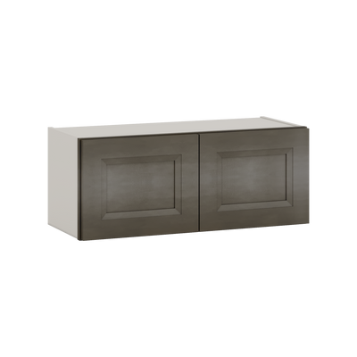 30" Wide Bridge Huntington Cinder Double Shaker Wall Cabinet - Double Door 12", 15", 18", 21" & 24" Tall