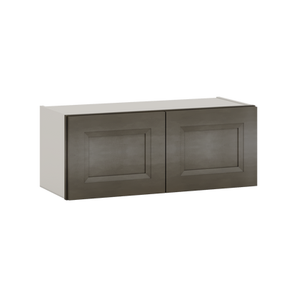 30" Wide Bridge Huntington Cinder Double Shaker Wall Cabinet - Double Door 12", 15", 18", 21" & 24" Tall