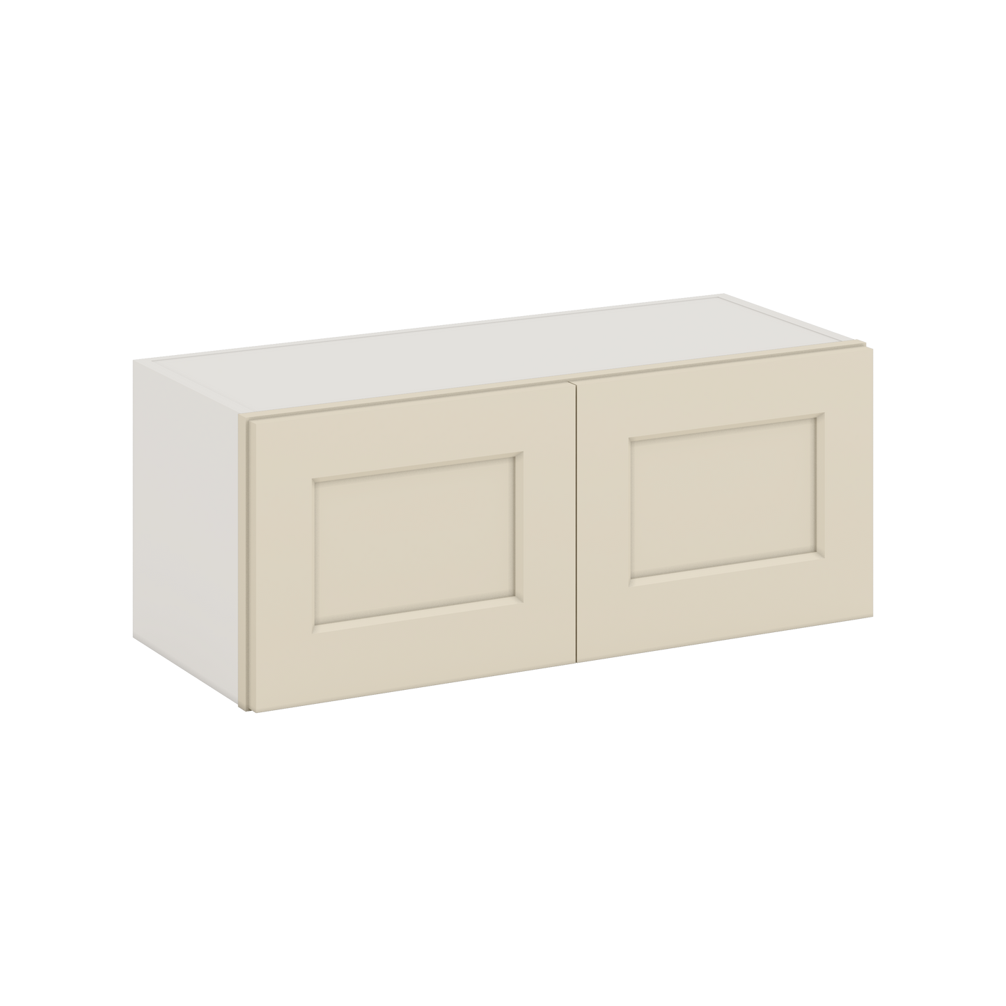 30" Wide Bridge Manhattan Cream Shaker 1-1/4" Overlay Wall Cabinet - Double Door 12", 15", 18", 21" & 24" Tall