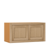 30" Wide Bridge White Oak Inset Shaker Wall Cabinet - Double Door 12", 15", 18", 21"& 24" Tall