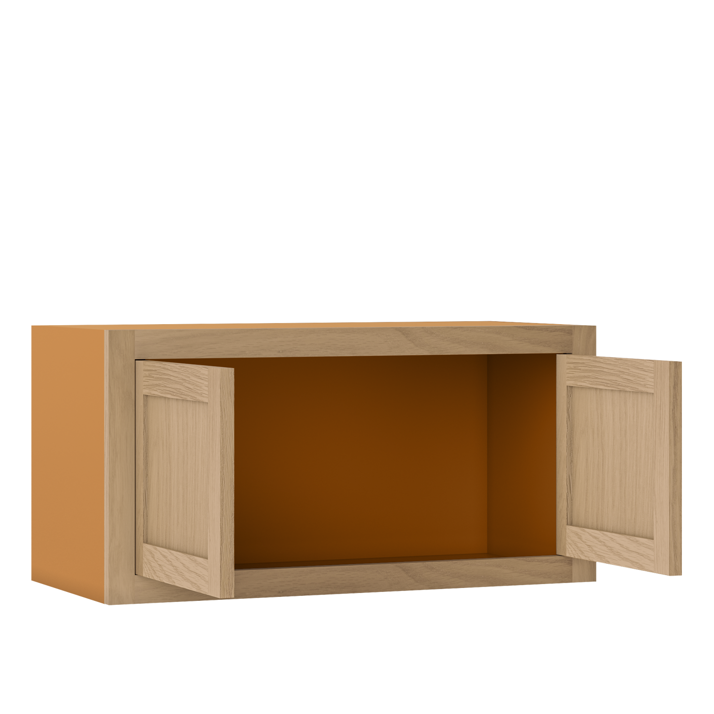 30" Wide Bridge White Oak Inset Shaker Wall Cabinet - Double Door 12", 15", 18", 21"& 24" Tall