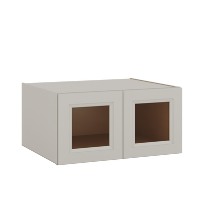 30" Wide 24" Deep Bridge 27LGDS Laguna Gray Double Shaker Glass Ready Wall Cabinet - Double Door 12", 15", 18", 21" & 24" Tall
