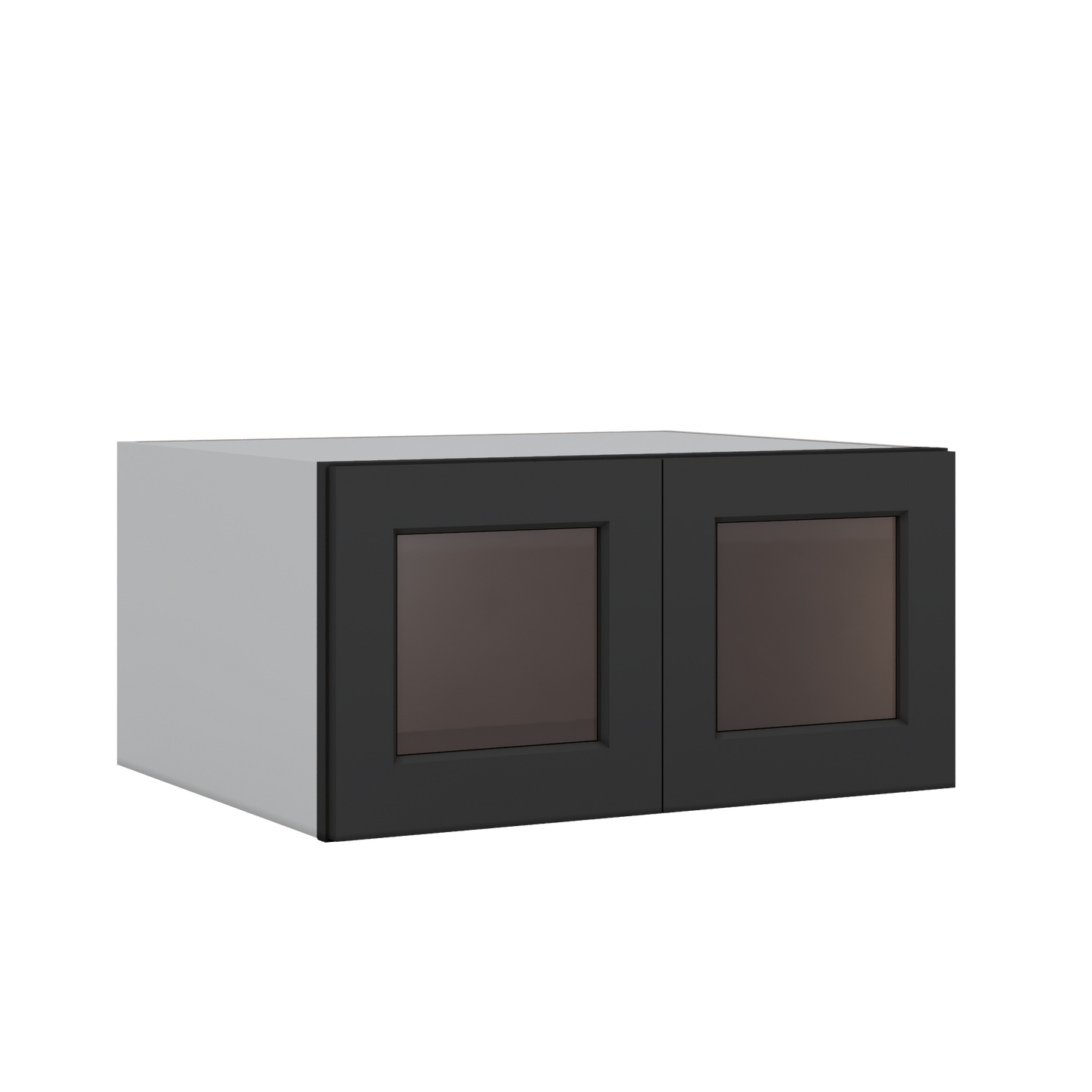 30" Wide 24" Deep Bridge 15HNS Hermosa Noir Black Shaker 1-1/4" Overlay Glass Ready Wall Cabinet - Double Door 12", 15", 18", 21" & 24" Tall