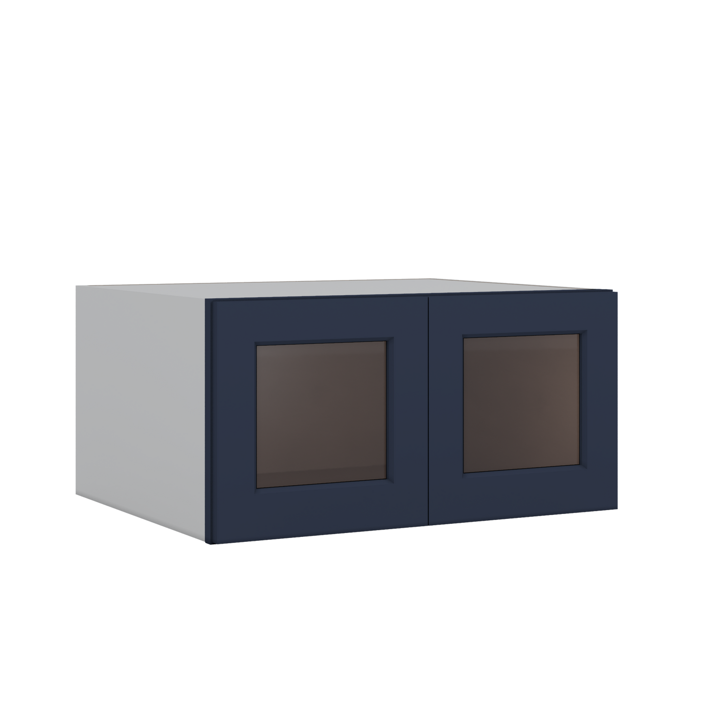 30" Wide 24" Deep Bridge NB29 Naval Blue Shaker 1-1/4" Overlay Glass Ready Wall Cabinet - Double Door 12", 15", 18", 21" & 24" Tall