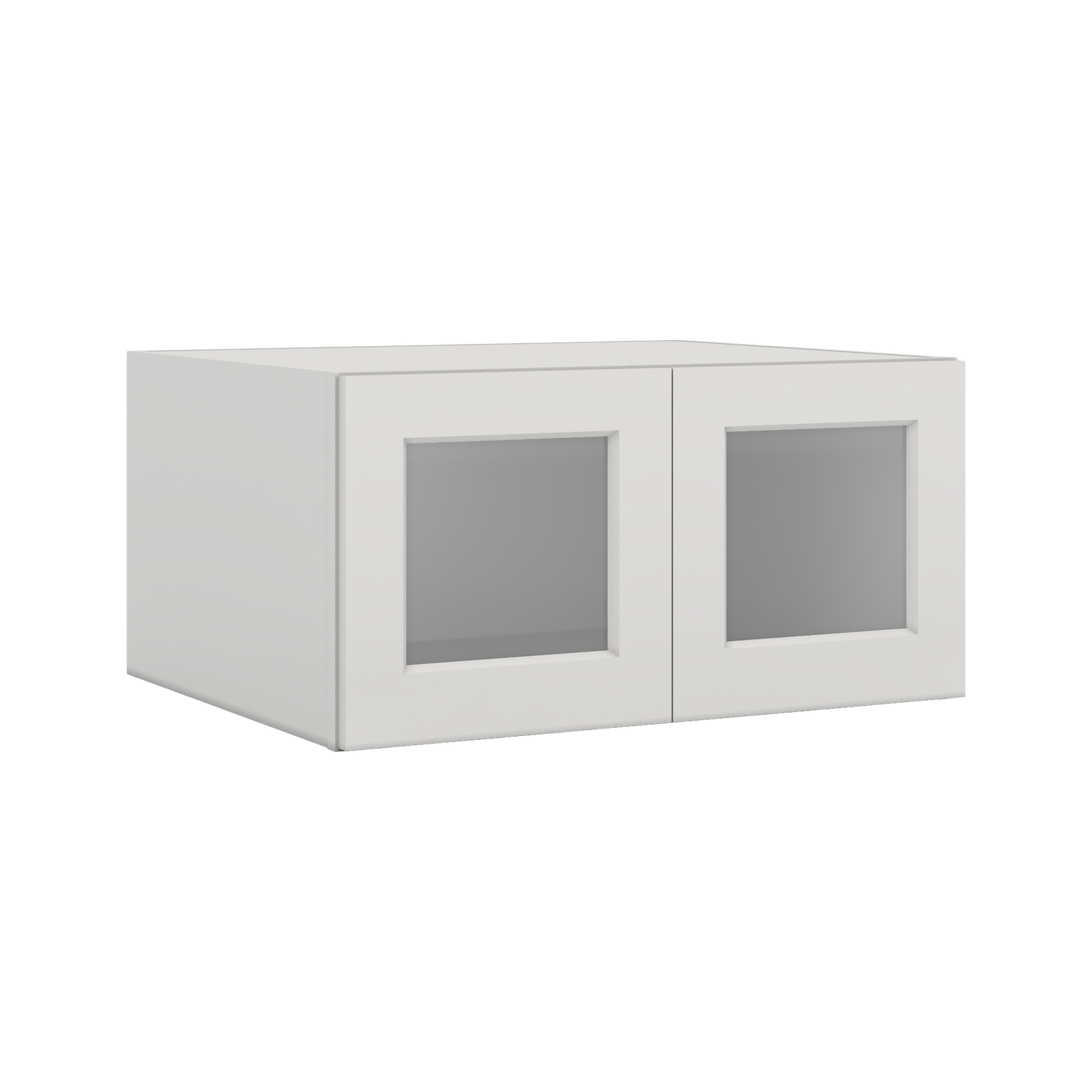 30" Wide 24" Deep Bridge 2WS White Shaker 1-1/4" Overlay Glass Ready Wall Cabinet - Double Door 12", 15", 18", 21" & 24" Tall