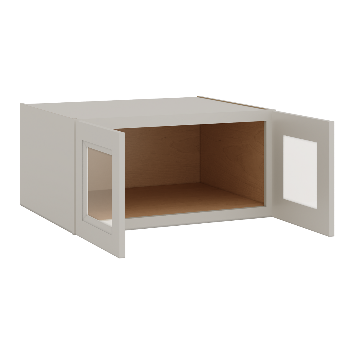 30" Wide 24" Deep Bridge 27LGDS Laguna Gray Double Shaker Glass Ready Wall Cabinet - Double Door 12", 15", 18", 21" & 24" Tall