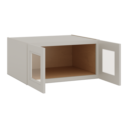 30" Wide 24" Deep Bridge 27LGDS Laguna Gray Double Shaker Glass Ready Wall Cabinet - Double Door 12", 15", 18", 21" & 24" Tall