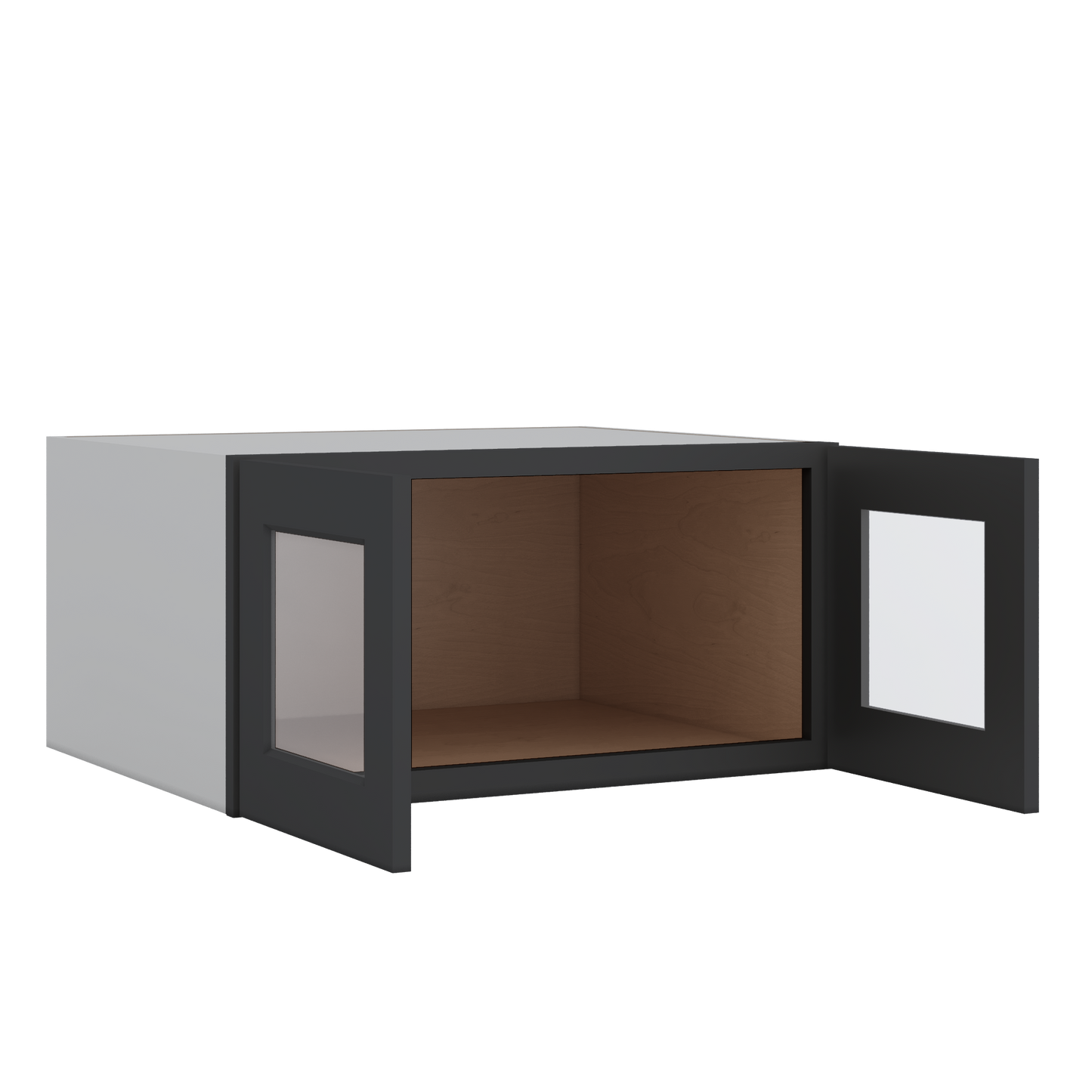 30" Wide 24" Deep Bridge 15HNS Hermosa Noir Black Shaker 1-1/4" Overlay Glass Ready Wall Cabinet - Double Door 12", 15", 18", 21" & 24" Tall