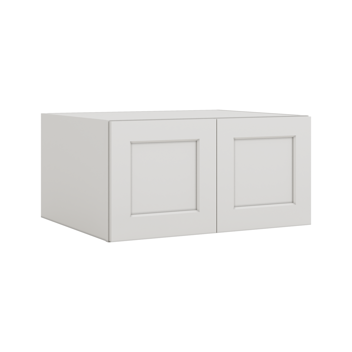 30" Wide 24" Deep Bridge 2WS White Shaker 1-1/4" Overlay Wall Cabinet - Double Door 12", 15", 18", 21" & 24" Tall