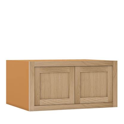 30" Wide 24" Deep Bridge White Oak Inset Shaker Wall Cabinet - Double Door 12", 15", 18", 21", 24", 27", 30" Tall