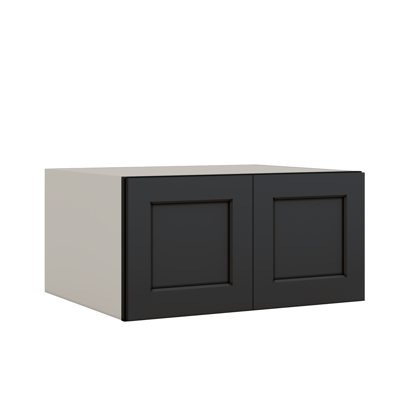 30" Wide 24" Deep Bridge 15HNS Hermosa Noir Black Shaker 1-1/4" Overlay Wall Cabinet - Double Door 12", 15", 18", 21" & 24" Tall