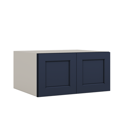 30" Wide 24" Deep Bridge 15HNS Hermosa Noir Black Shaker 1-1/4" Overlay Wall Cabinet - Double Door 12", 15", 18", 21" & 24" Tall