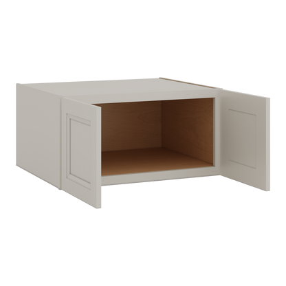 30" Wide 24" Deep Bridge 27LGDS Laguna Gray Double Shaker Wall Cabinet - Double Door 12", 15", 18", 21" & 24" Tall