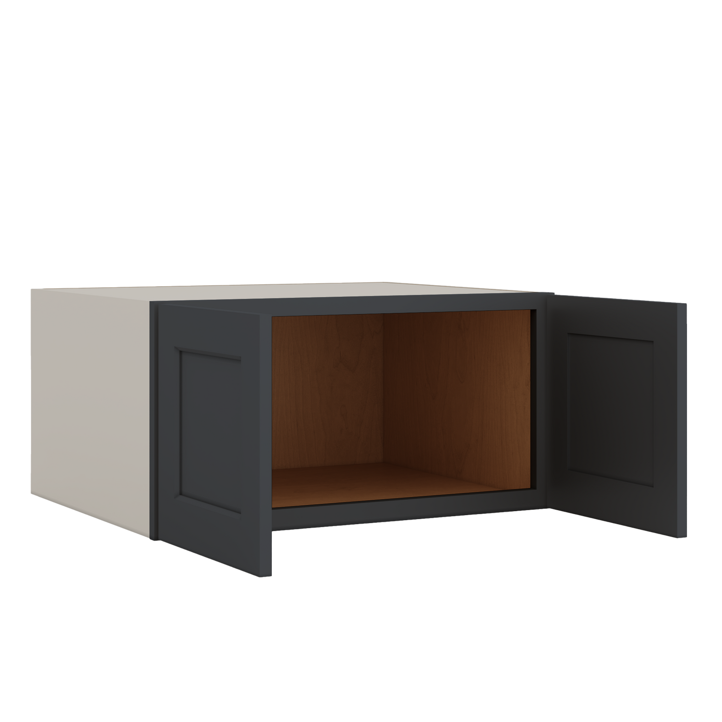 30" Wide 24" Deep Bridge 15HNS Hermosa Noir Black Shaker 1-1/4" Overlay Wall Cabinet - Double Door 12", 15", 18", 21" & 24" Tall