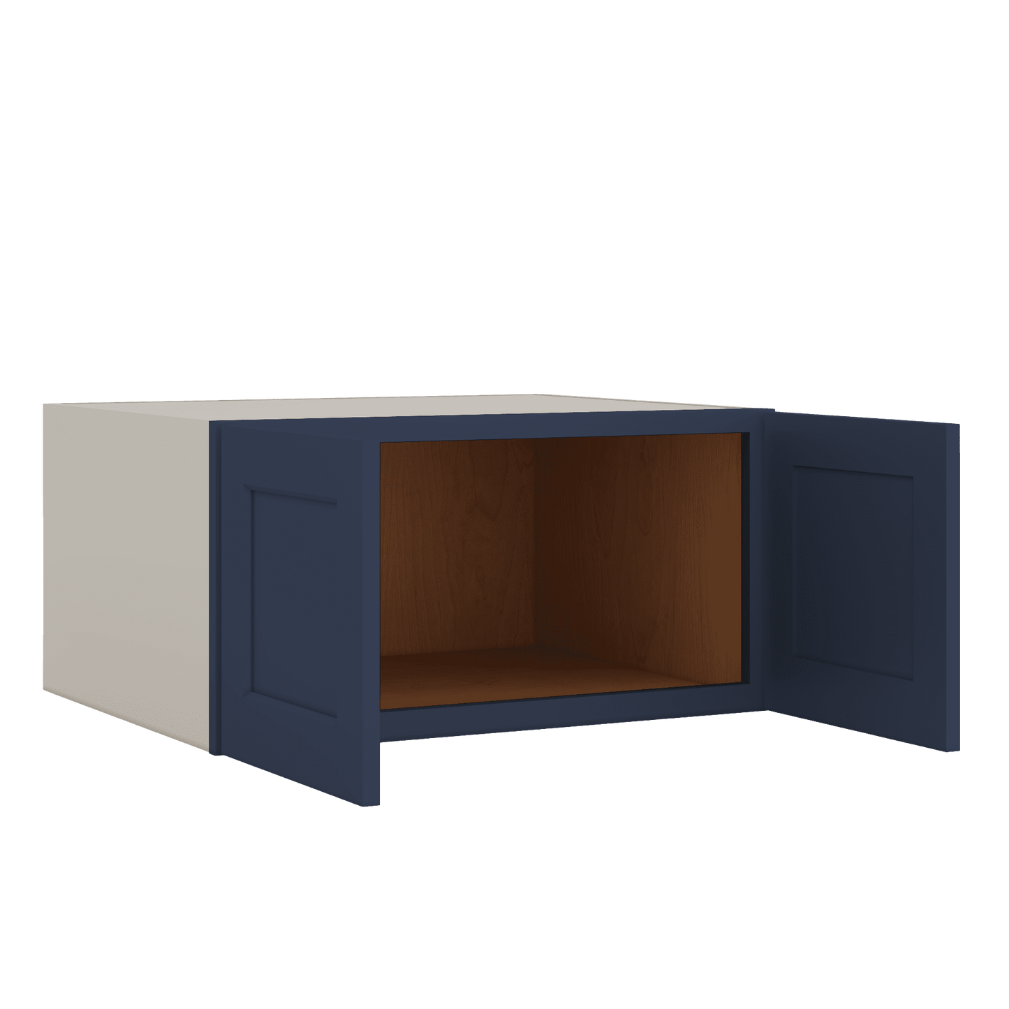 30" Wide 24" Deep Bridge NB29- Naval Blue Shaker 1-1/4" Overlay Wall Cabinet - Double Door 12", 15", 18", 21" & 24" Tall