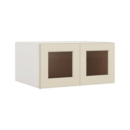 30" Wide 24" Deep Bridge Manhattan Cream Shaker 1-1/4" Overlay Glass Ready Wall Cabinet - Double Door 12", 15", 18", 21" & 24" Tall
