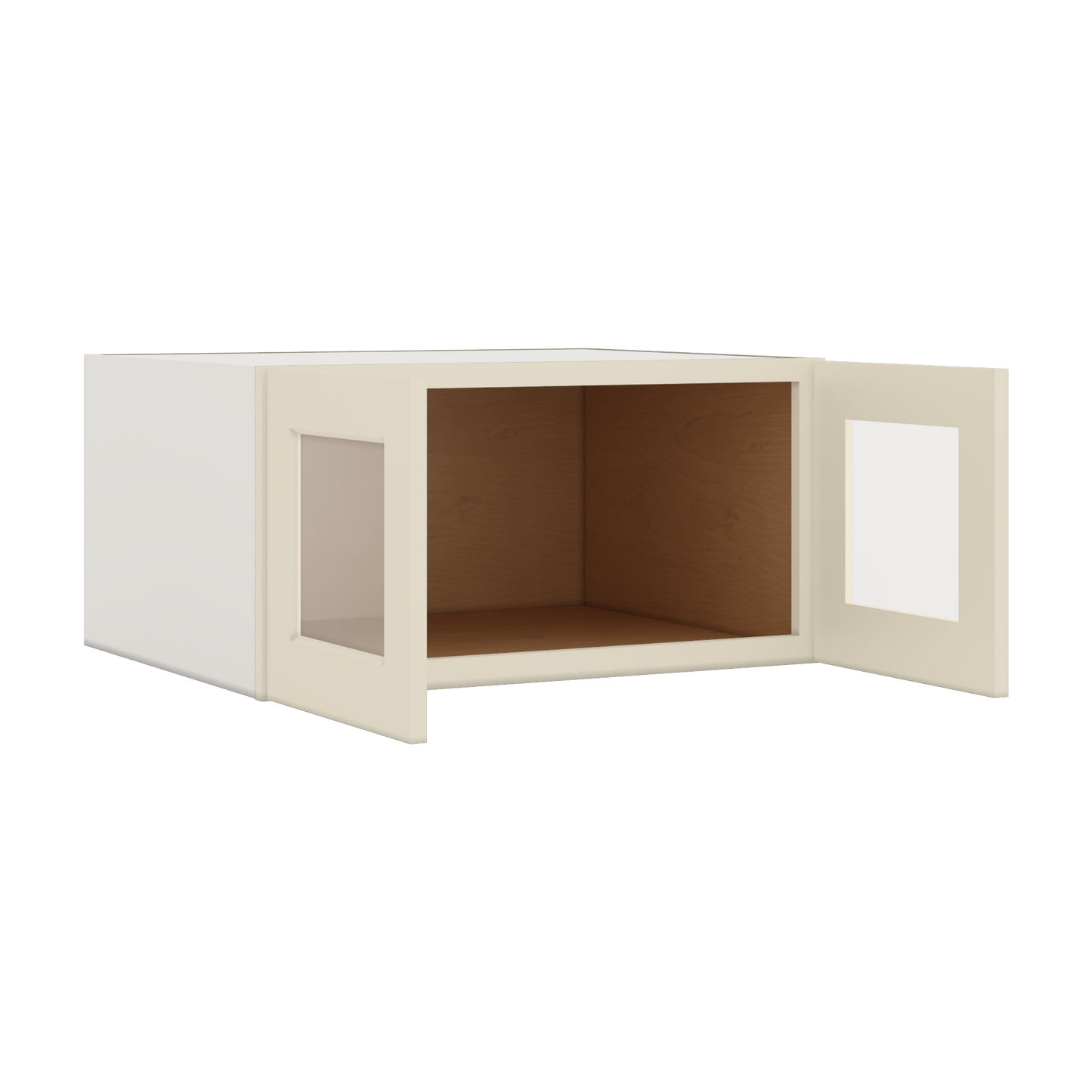 30" Wide 24" Deep Bridge Manhattan Cream Shaker 1-1/4" Overlay Glass Ready Wall Cabinet - Double Door 12", 15", 18", 21" & 24" Tall