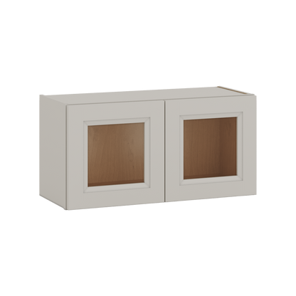 30" Wide Bridge 27LGDS Laguna Gray Double Shaker Glass Ready Wall Cabinet - Double Door 12", 15", 18", 21" & 24" Tall