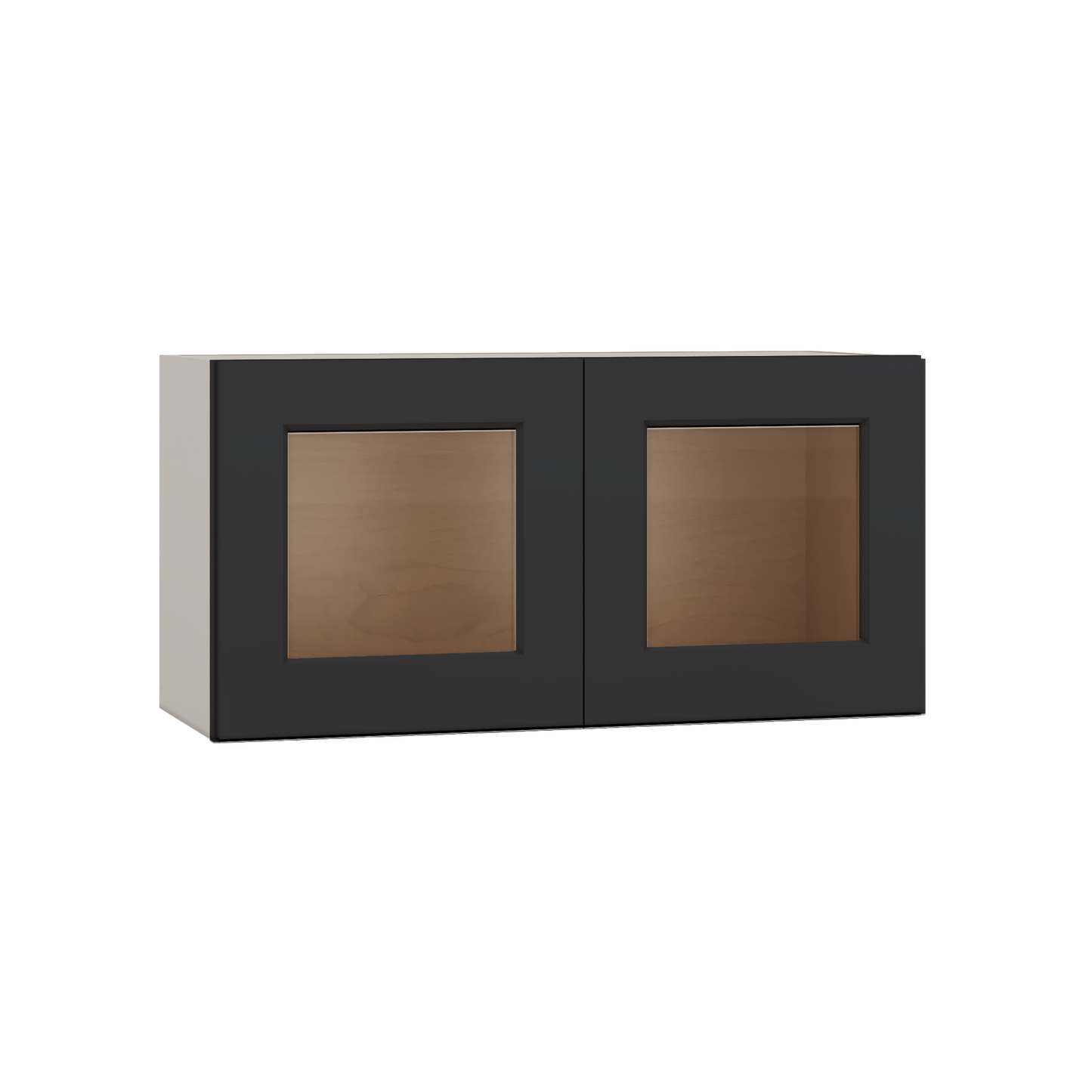 15" Tall 15HNS Hermosa Noir Black Shaker Stackable Glass Ready Wall Cabinet - Double Door 24", 27", 30", 33" & 36" Wide