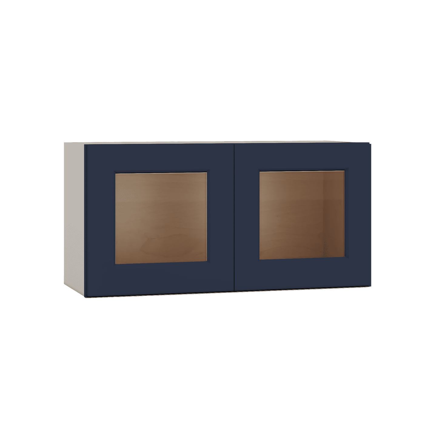 15" Tall NB29- Naval Blue Shaker Stackable Glass Ready Wall Cabinet - Double Door 24", 27", 30", 33" & 36" Wide