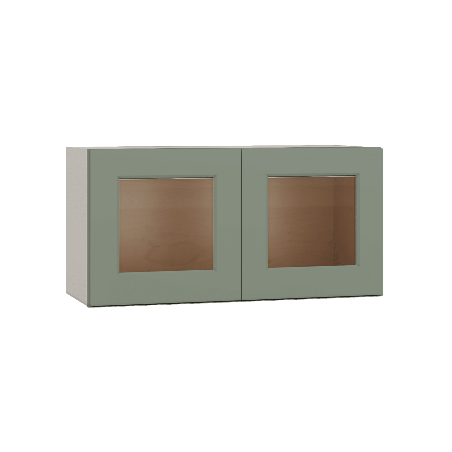 15" Tall Green Shaker Stackable Glass Ready Wall Cabinet - Double Door 24", 27", 30", 33" & 36" Wide