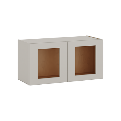 15" Tall 27LGDS Laguna Gray Double Shaker Stackable Glass Ready Wall Cabinet - Double Door 24", 27", 30", 33" & 36" Wide