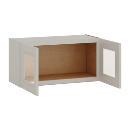 30" Wide Bridge 27LGDS Laguna Gray Double Shaker Glass Ready Wall Cabinet - Double Door 12", 15", 18", 21" & 24" Tall