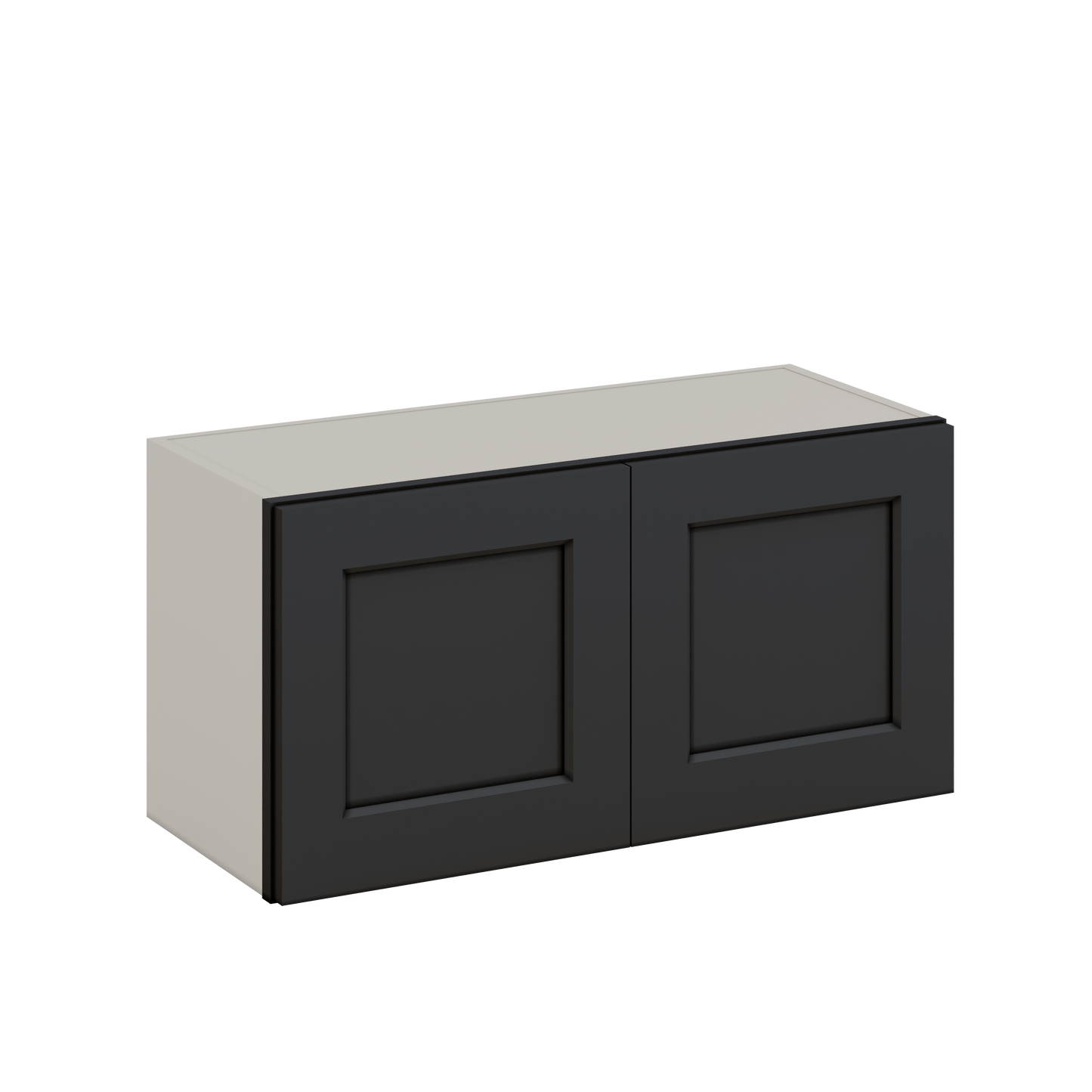 30" Wide Bridge 15HNS Hermosa Noir Black Shaker 1-1/4" Overlay Wall Cabinet - Double Door 12", 15", 18", 21" & 24" Tall