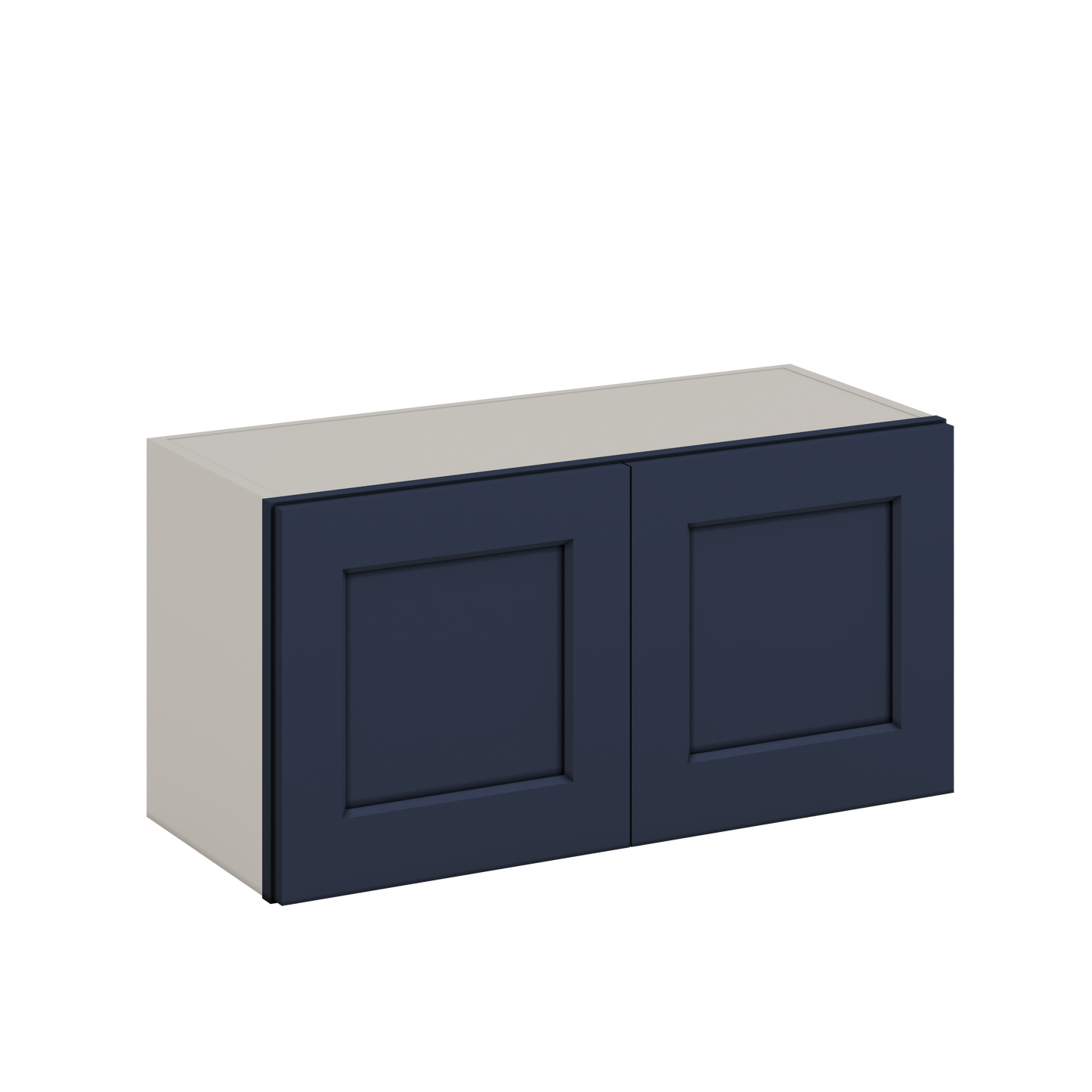 30" Wide Bridge NB29- Naval Blue Shaker 1-1/4" Overlay Wall Cabinet - Double Door 12", 15", 18", 21" & 24" Tall