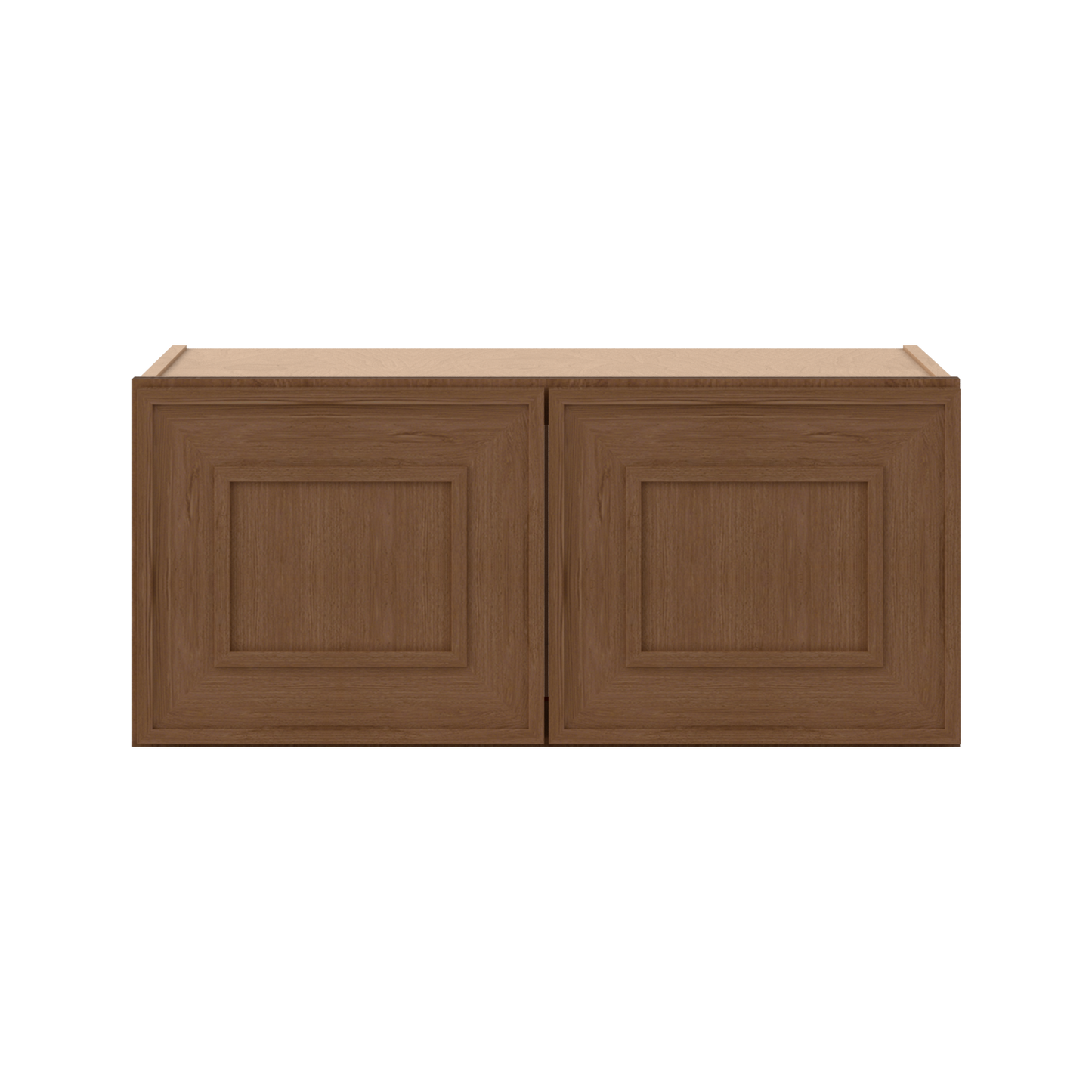 30" Wide Double Door 12", 15", 18", 21"& 24" Tall Bridge Elegant Craftsman Mocha Shaker Wall Cabinet
