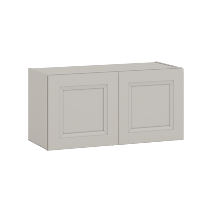 30" Wide Bridge 27LGDS Laguna Gray Double Shaker Wall Cabinet - Double Door 12", 15", 18", 21" & 24" Tall