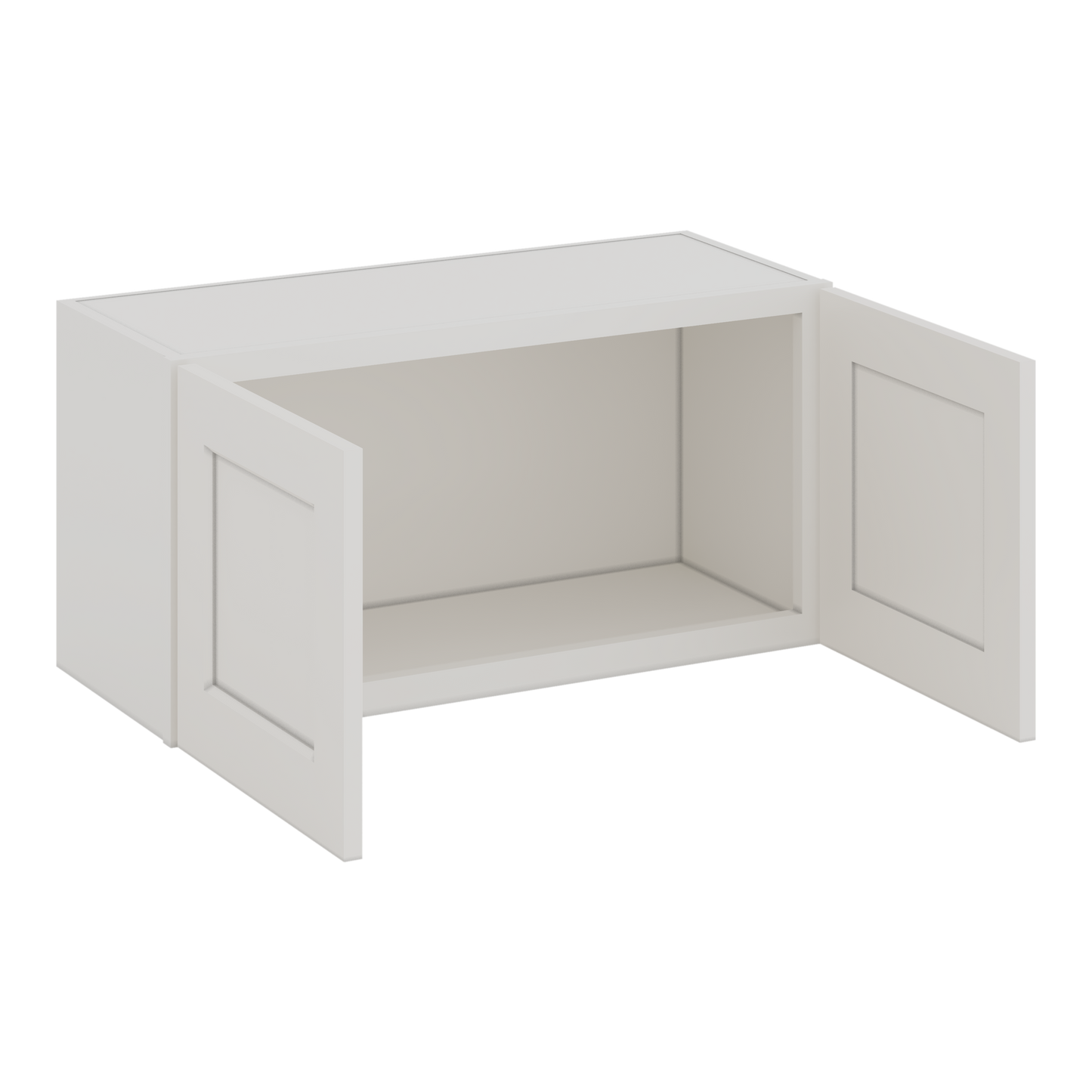 30" Wide Bridge 2WS White Shaker 1-1/4" Overlay Wall Cabinet - Double Door 12", 15", 18", 21" & 24" Tall