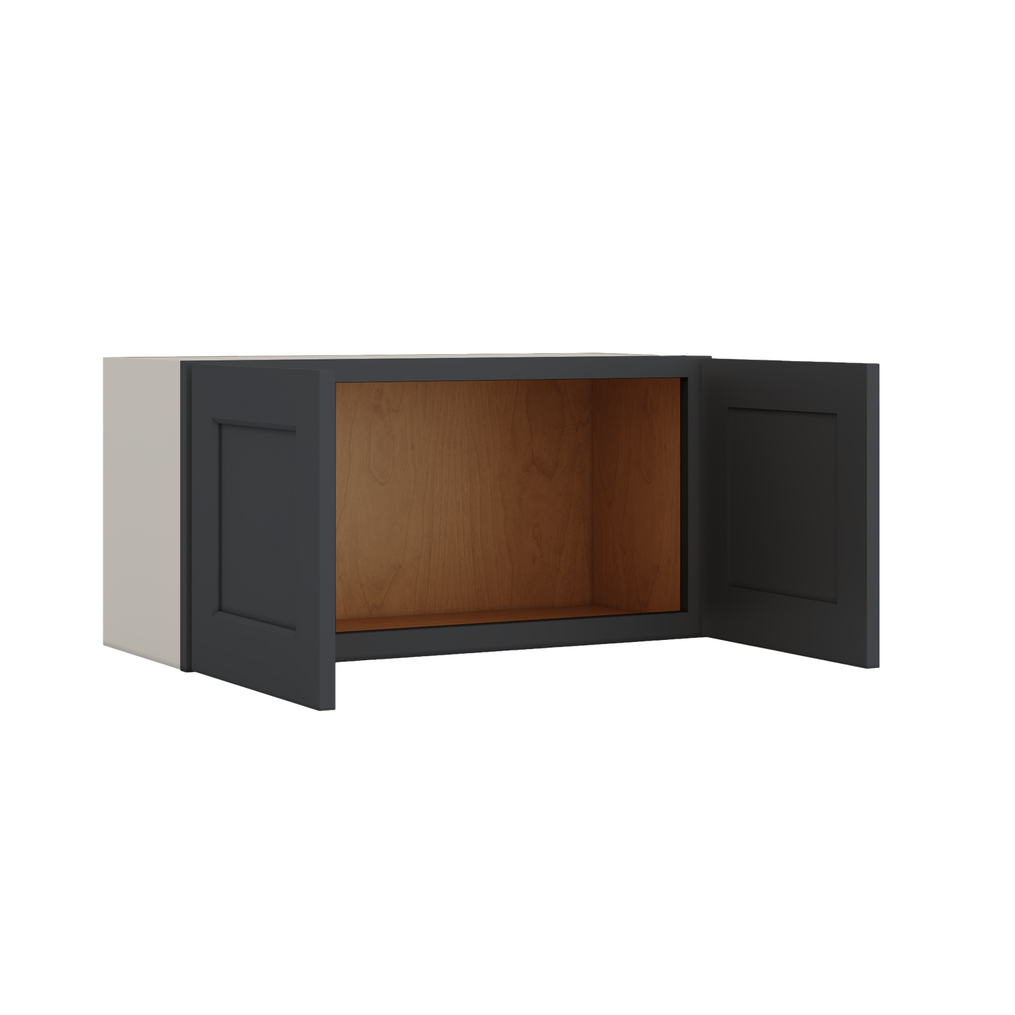 15" Tall 15HNS Hermosa Noir Black Shaker Stackable Cabinet - Double Door 24", 27", 30", 33" & 36" Wide
