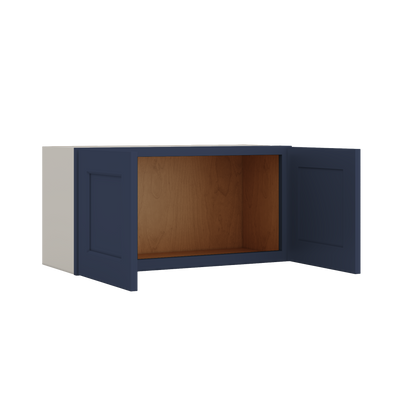 15" Tall NB29 Naval Blue Shaker Stackable Cabinet - Double Door 24", 27", 30", 33" & 36" Wide