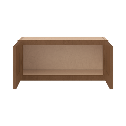 30" Wide Double Door 12", 15", 18", 21"& 24" Tall Bridge Elegant Craftsman Mocha Shaker Wall Cabinet