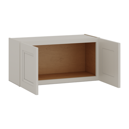 30" Wide Bridge 27LGDS Laguna Gray Double Shaker Wall Cabinet - Double Door 12", 15", 18", 21" & 24" Tall
