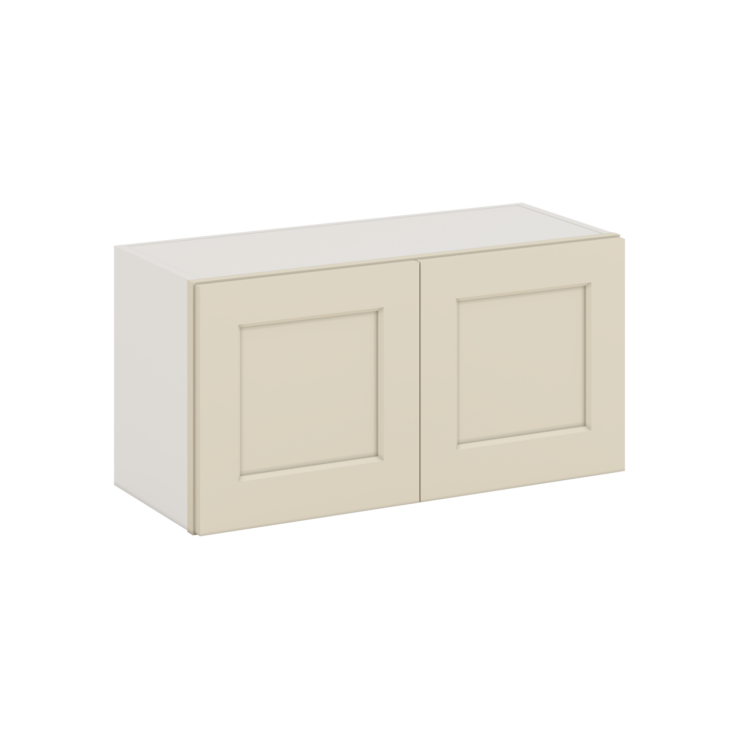 30" Wide Bridge Manhattan Cream Shaker 1-1/4" Overlay Wall Cabinet - Double Door 12", 15", 18", 21" & 24" Tall