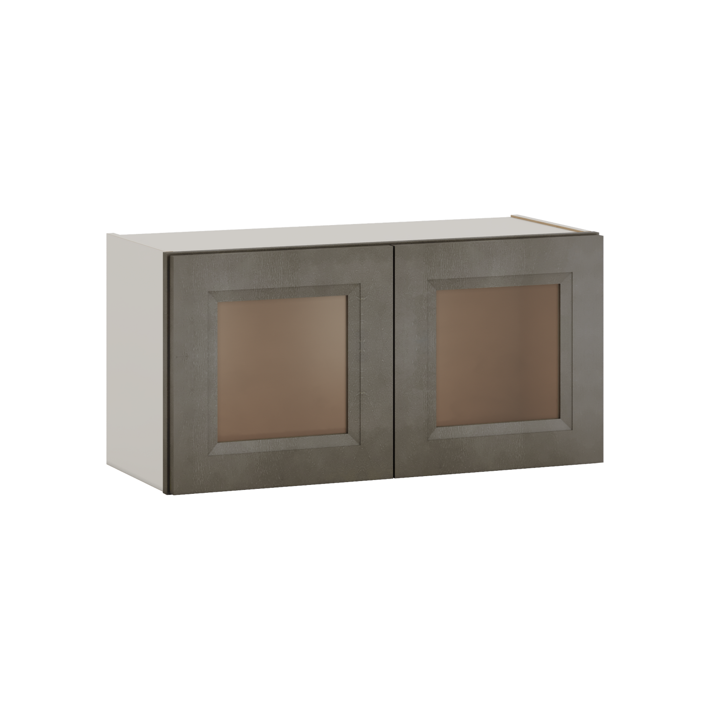 30" Wide 24" Deep Bridge Huntington Cinder Double Shaker Wall Glass Cabinet - Double Door 12", 15", 18", 21" & 24" Tall