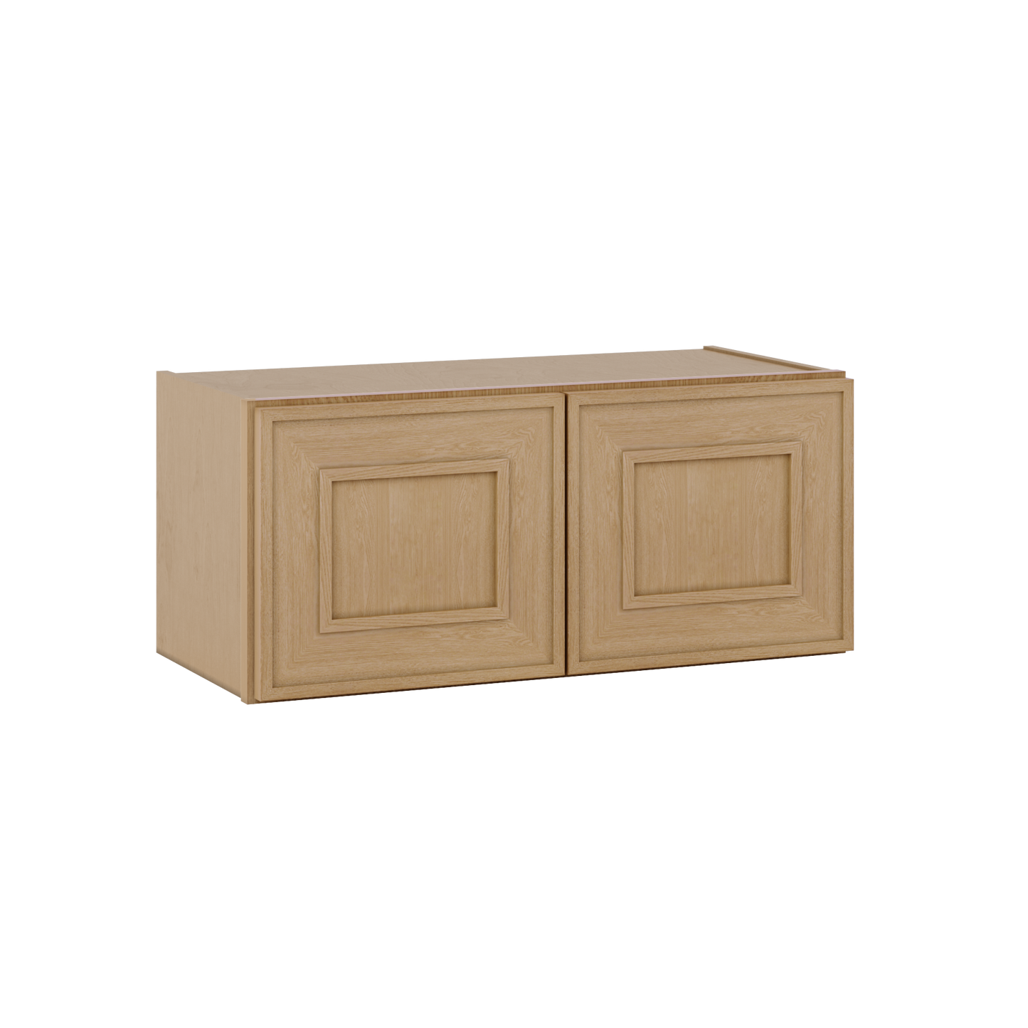 30" Wide Double Door 12", 15", 18", 21"& 24" Tall Bridge Elegant Oak Shaker Wall Cabinet
