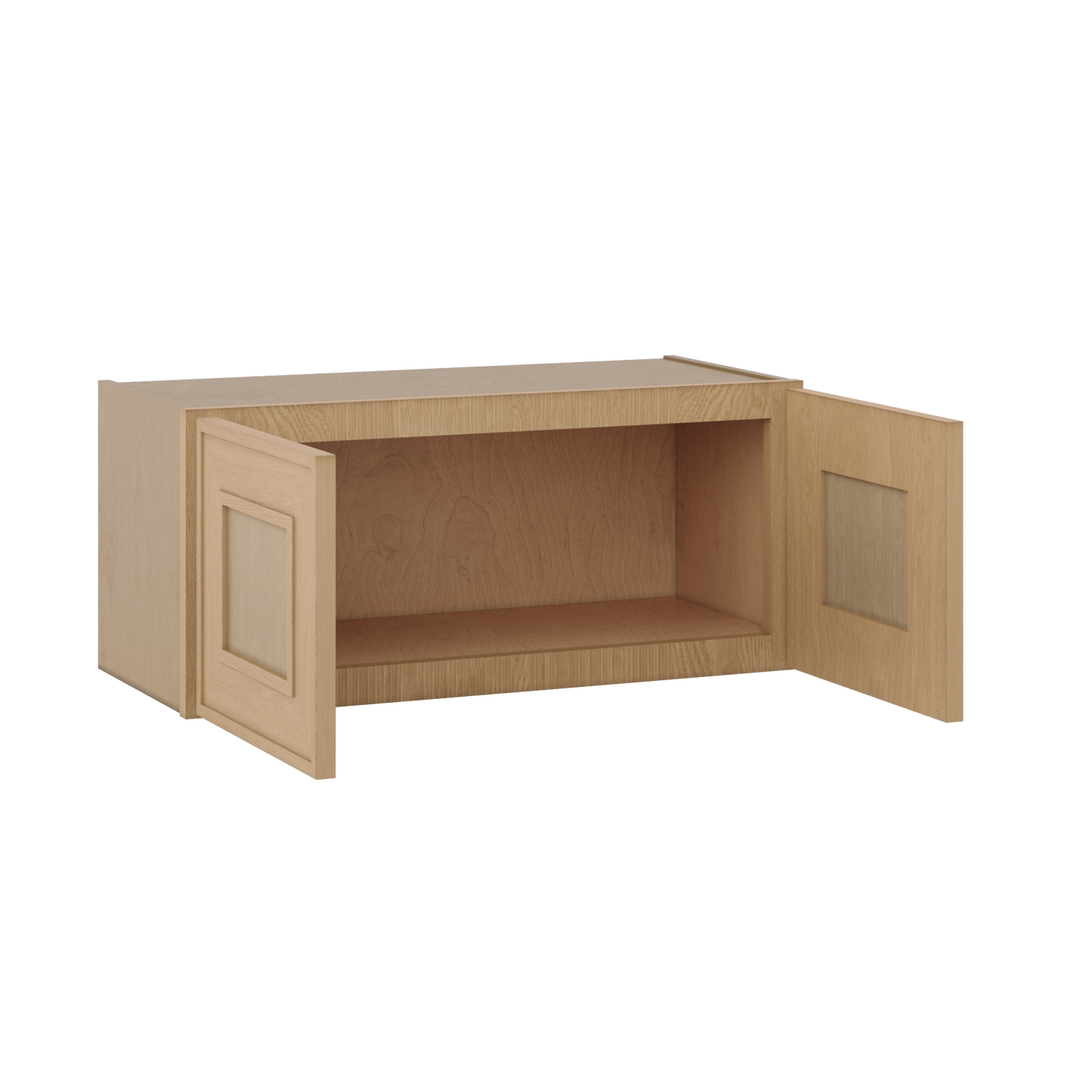 30" Wide Double Door 12", 15", 18", 21"& 24" Tall Bridge Elegant Oak Shaker Wall Cabinet