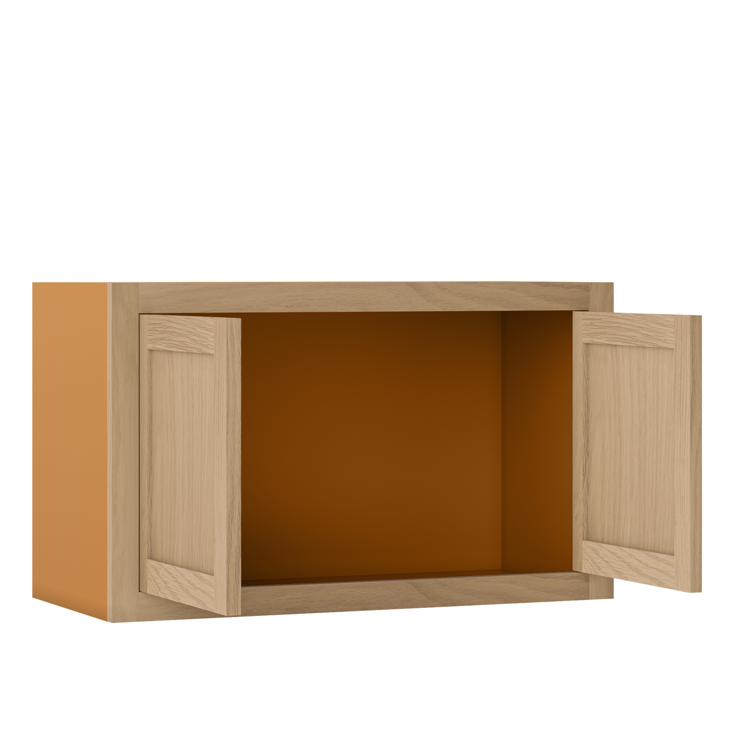 30" Wide Bridge White Oak Inset Shaker Wall Cabinet - Double Door 12", 15", 18", 21"& 24" Tall