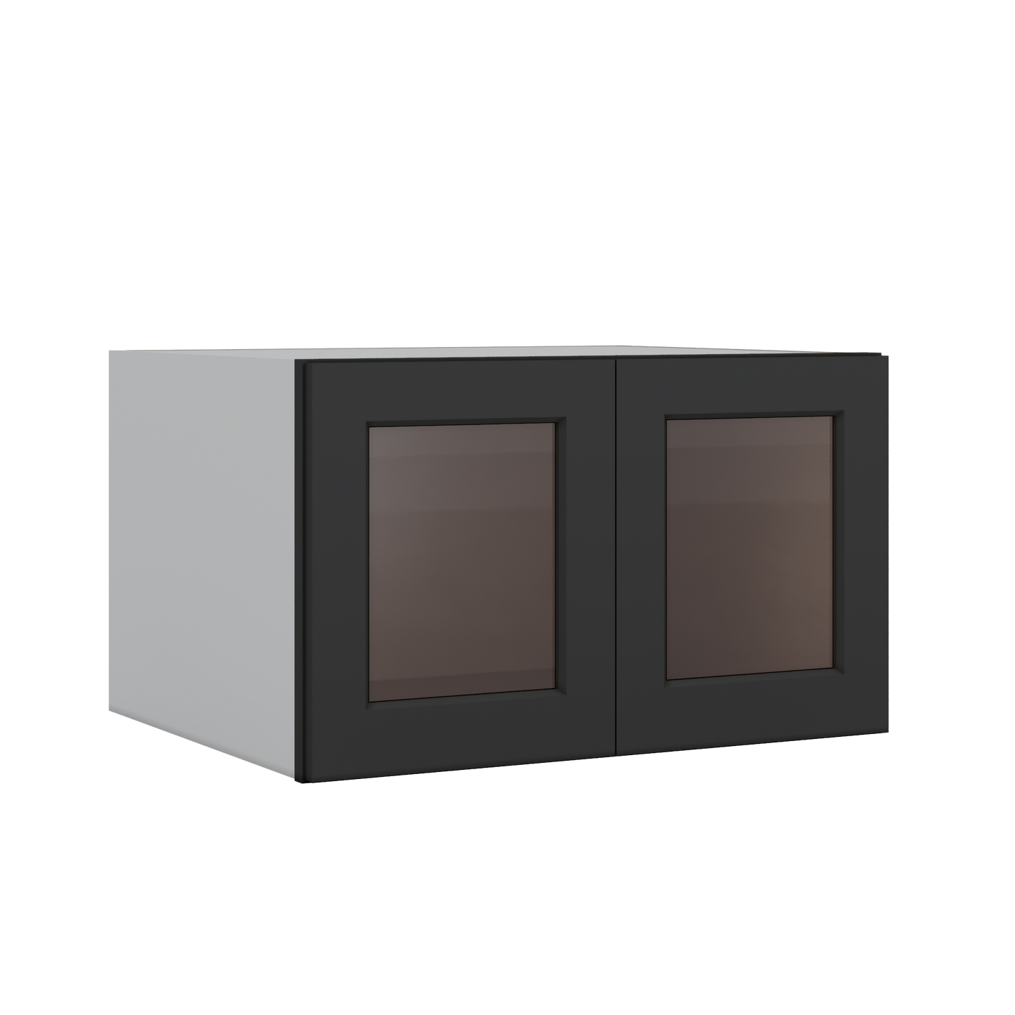 30" Wide 24" Deep Bridge 15HNS Hermosa Noir Black Shaker 1-1/4" Overlay Glass Ready Wall Cabinet - Double Door 12", 15", 18", 21" & 24" Tall
