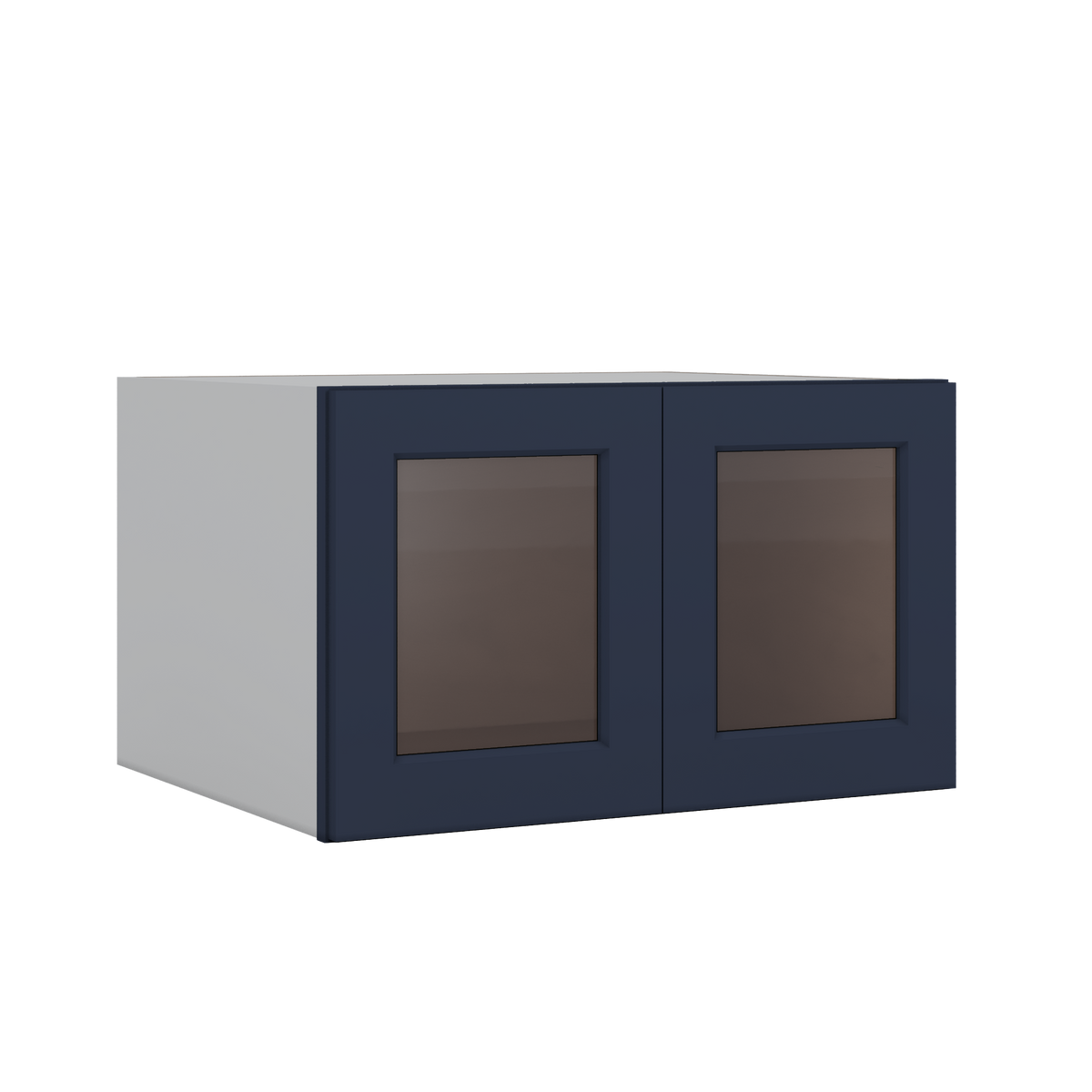 30" Wide 24" Deep Bridge NB29 Naval Blue Shaker 1-1/4" Overlay Glass Ready Wall Cabinet - Double Door 12", 15", 18", 21" & 24" Tall